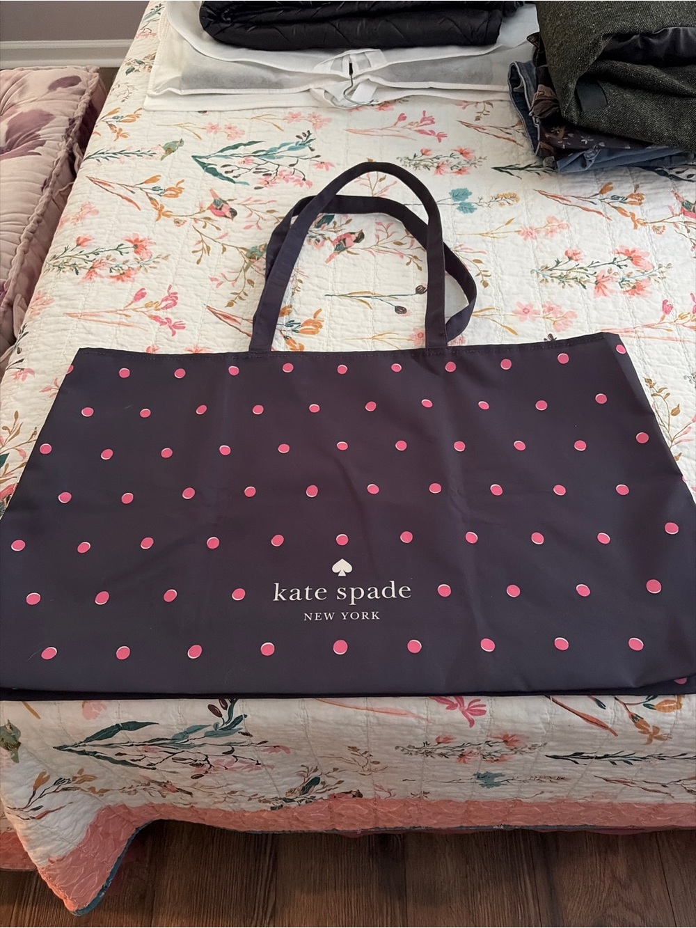 kate spade Black Tote with Pink Polka Dots